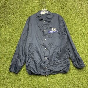Vintage 80s Goodyear Racing Jacket Mens Medium USA Blue Windbreaker Snap Close